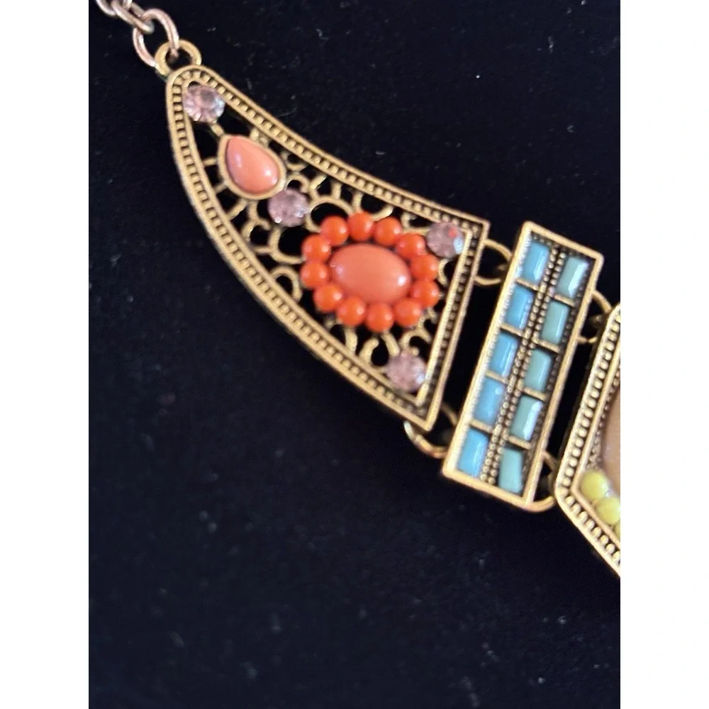 BETSEY JOHNSON Necklace Fantasy Island Time Multicolor Lucite & Bead Blue Orange